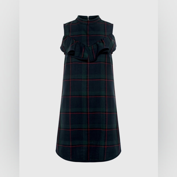 99% Virgin Wool Plaid Ruffle Dress By Suno - Picture 1 of 6